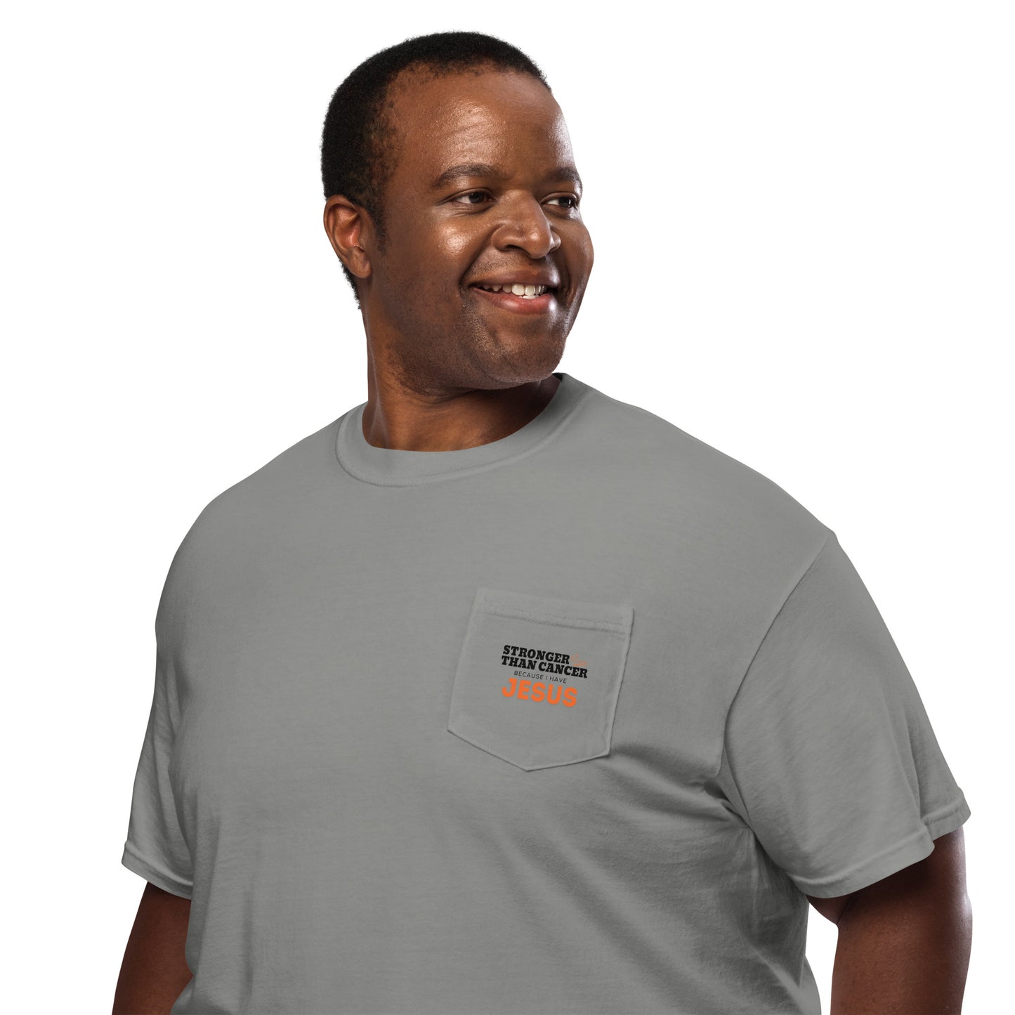 Stronger than Cancer because I have Jesus . Side Pocket -