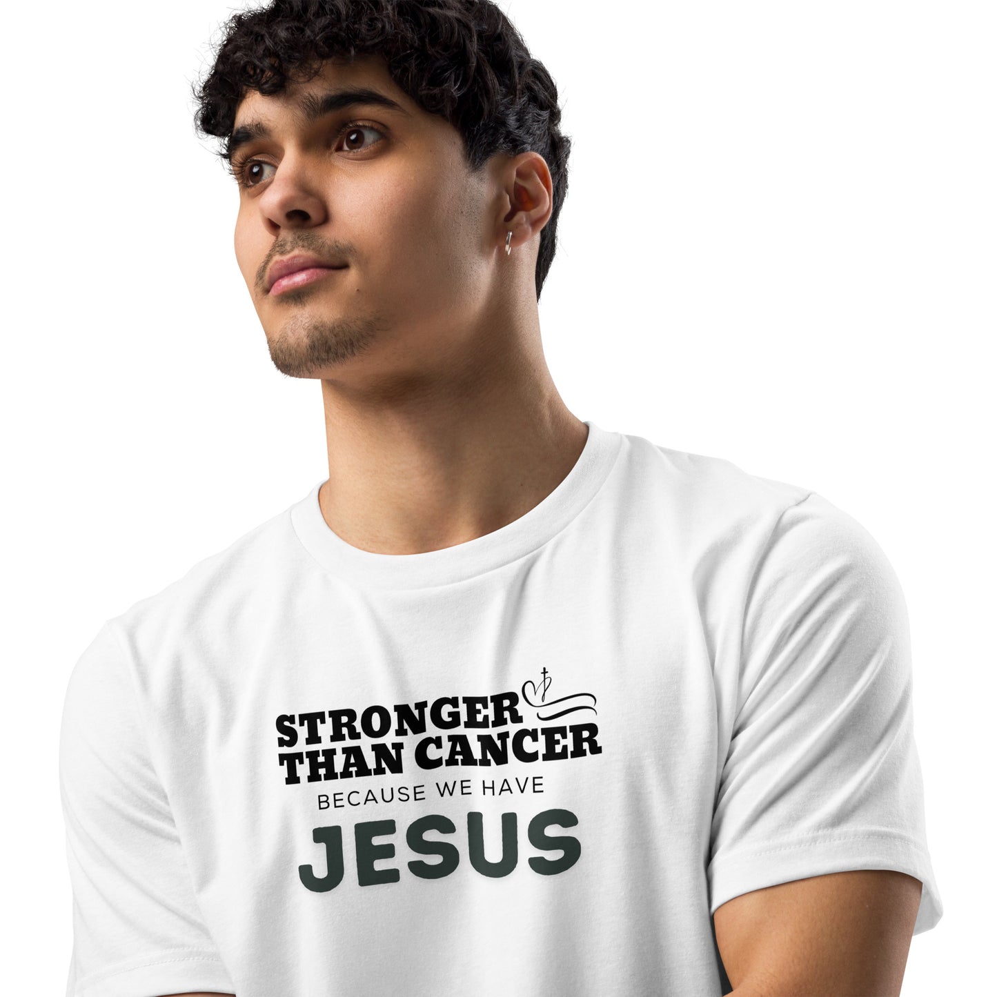 Stronger than Cancer because "WE" have Jesus -Unisex staple eco White t-shirt