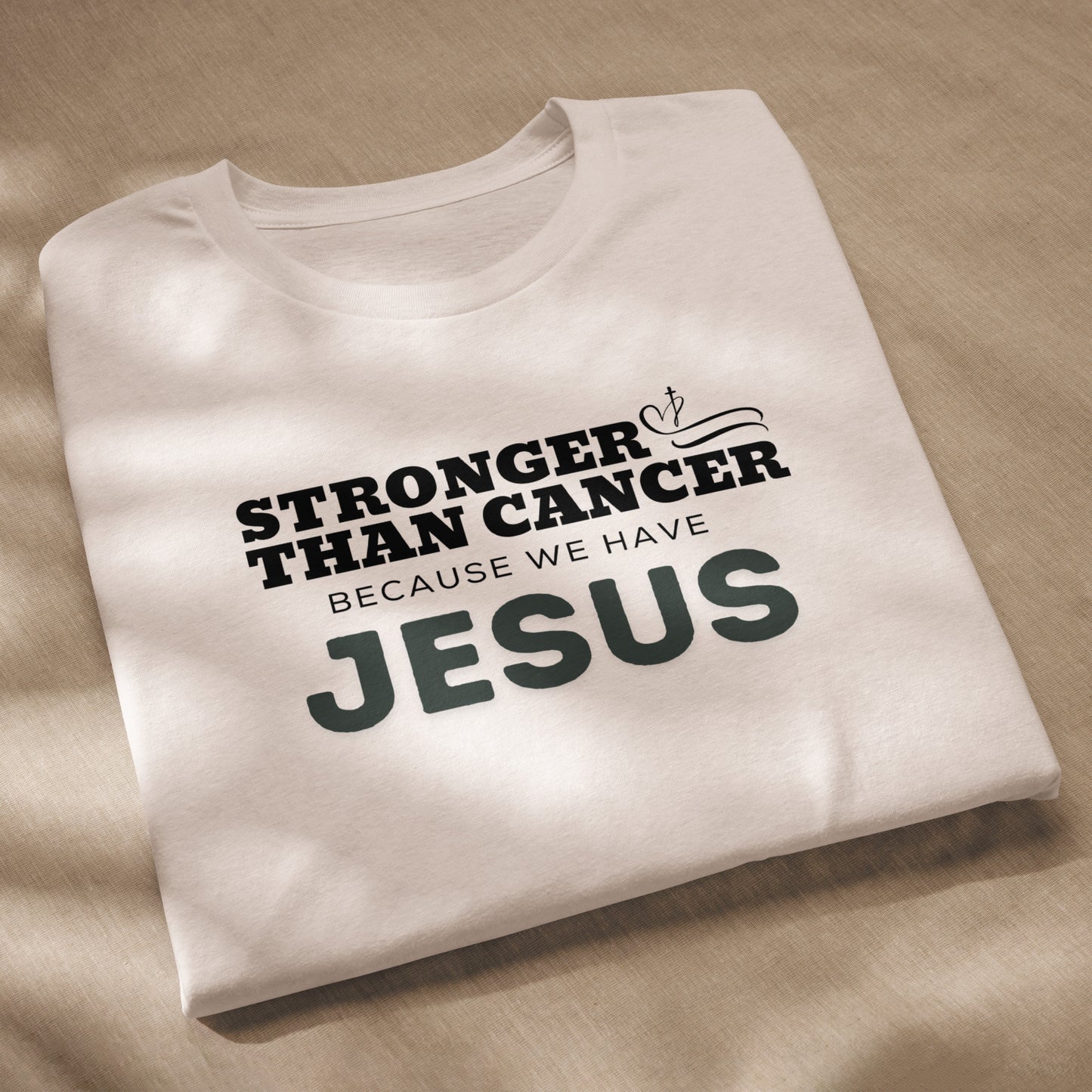 Stronger than Cancer because "WE" have Jesus -Unisex staple eco White t-shirt